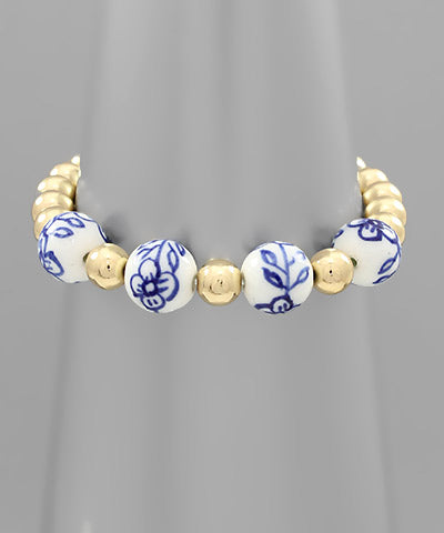 Chinoiserie Ceramic Ball bracelet