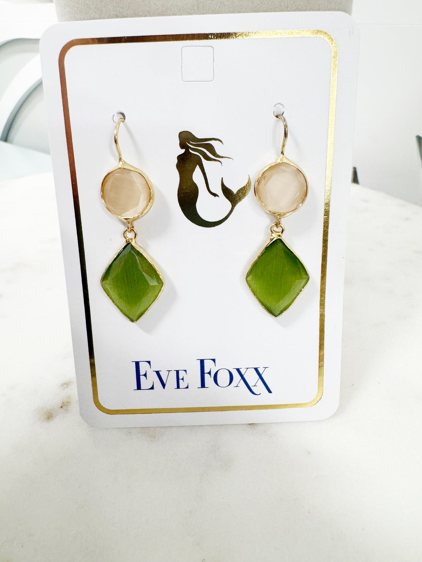 Gold plated 2 stone drop earrings