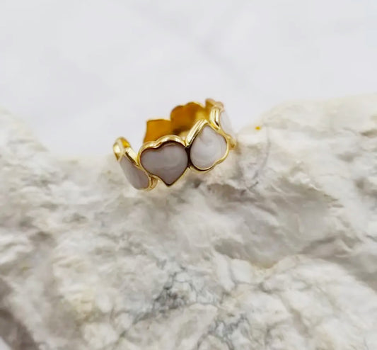 Enamel Heart Ring adjustable