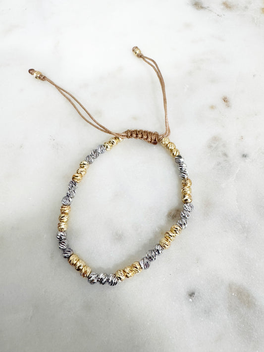 Gold plated gold knot adjustable bracelet