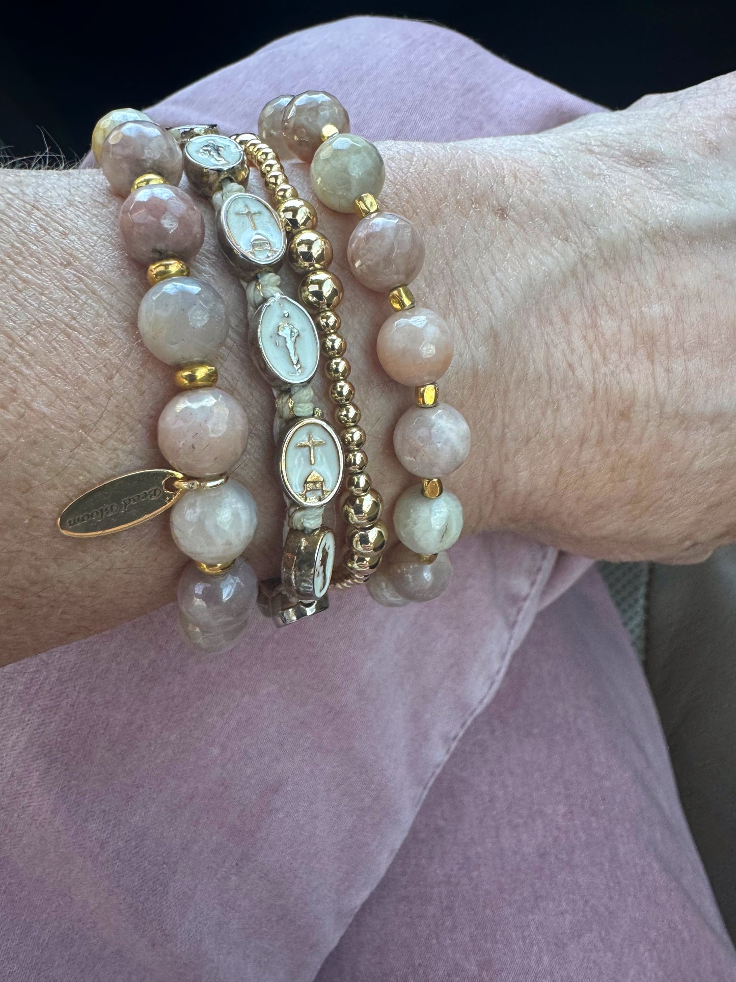 Sunstone faceted stretch bracelet