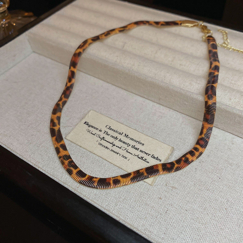 Leopard print snake necklace