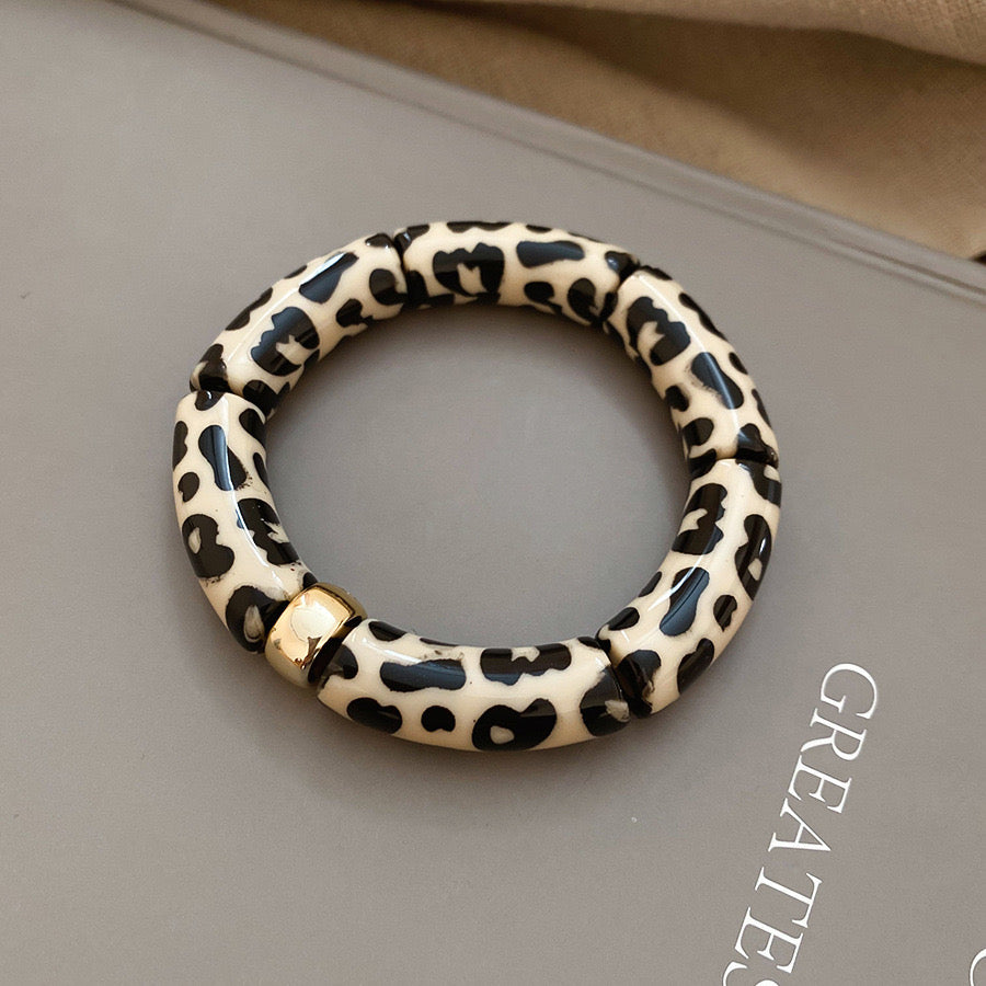 Leopard Acrylic Stretch Bracelet! Taupe, image size:900x900