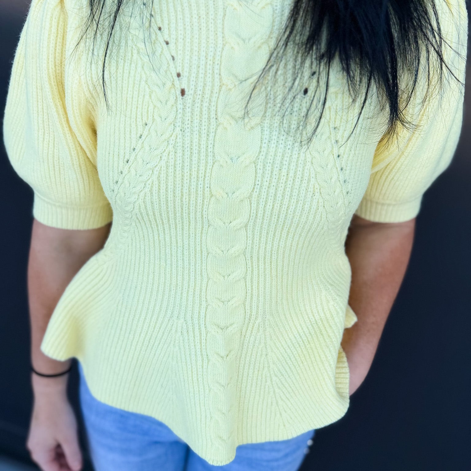 Flared Puff Sleeve Knit Top