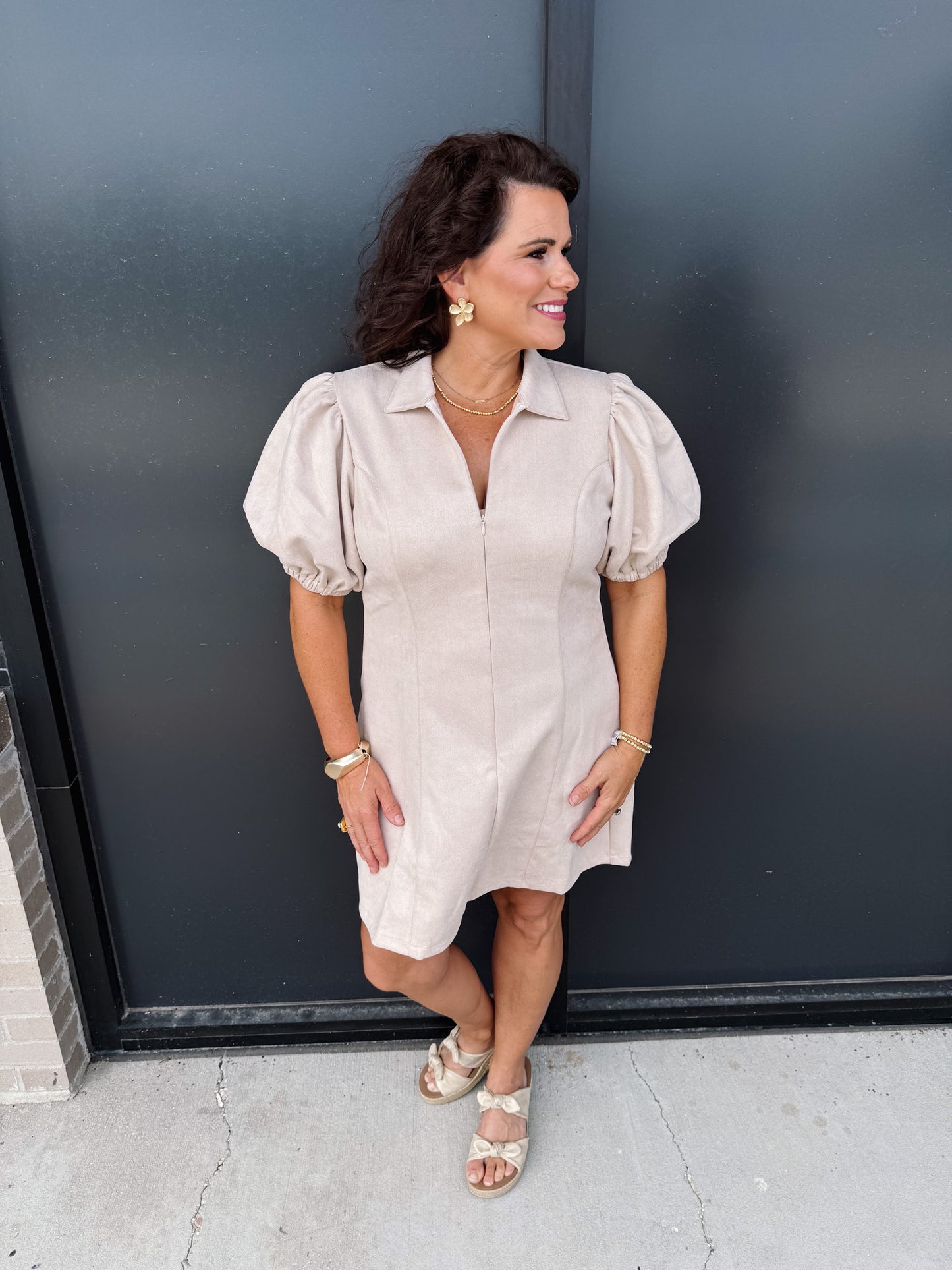 THML Barely Bold Suede Dress