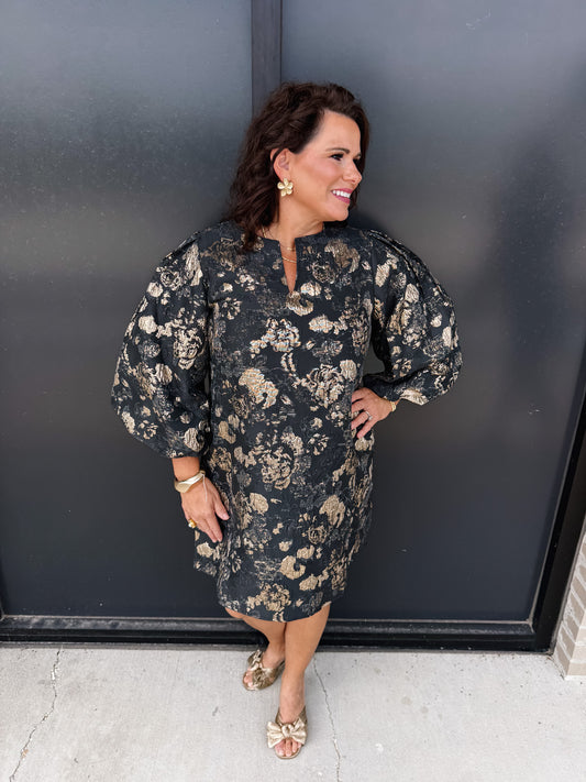 Sincerely Yours Metallic Dress