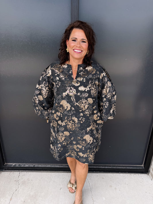 Sincerely Yours Metallic Dress