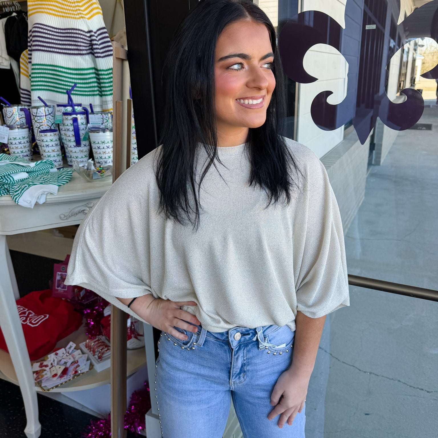 Cape Sleeve Knit Top