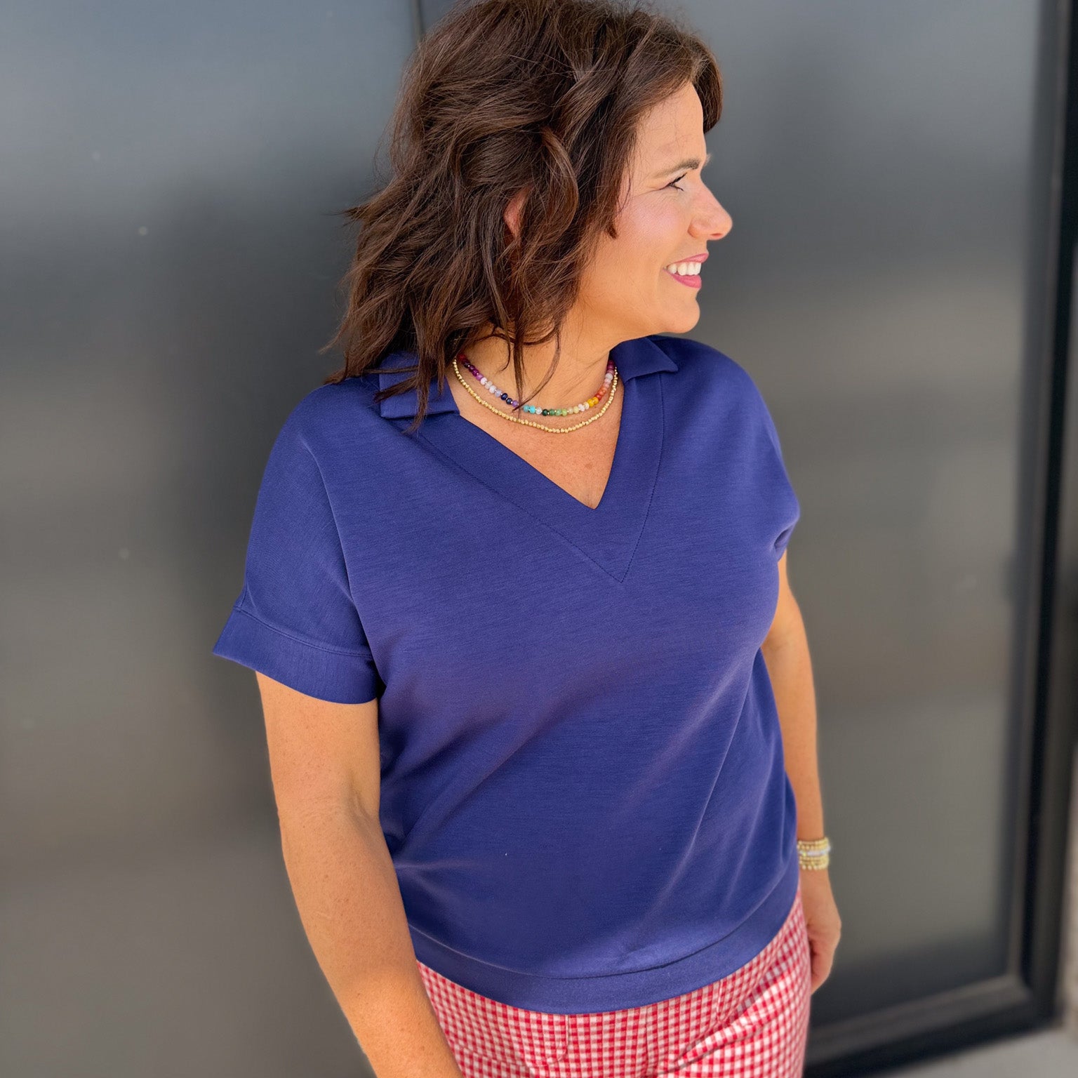V-Neck Collared Top