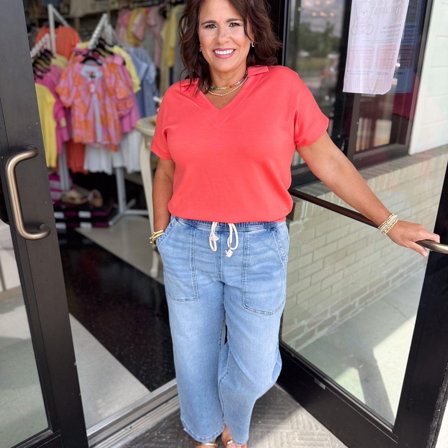 V-Neck Collared Top