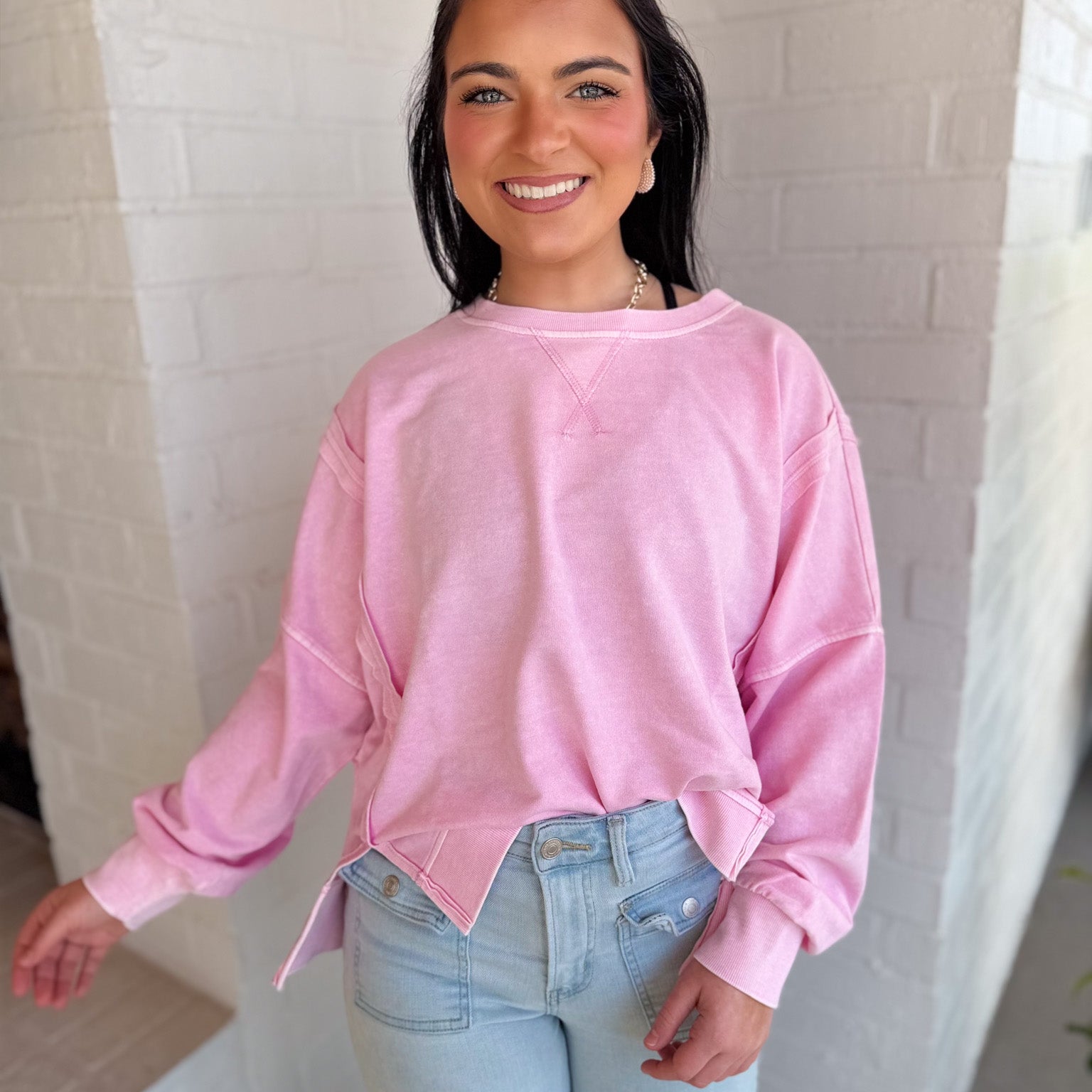 High-Low Crew Neck Sweater