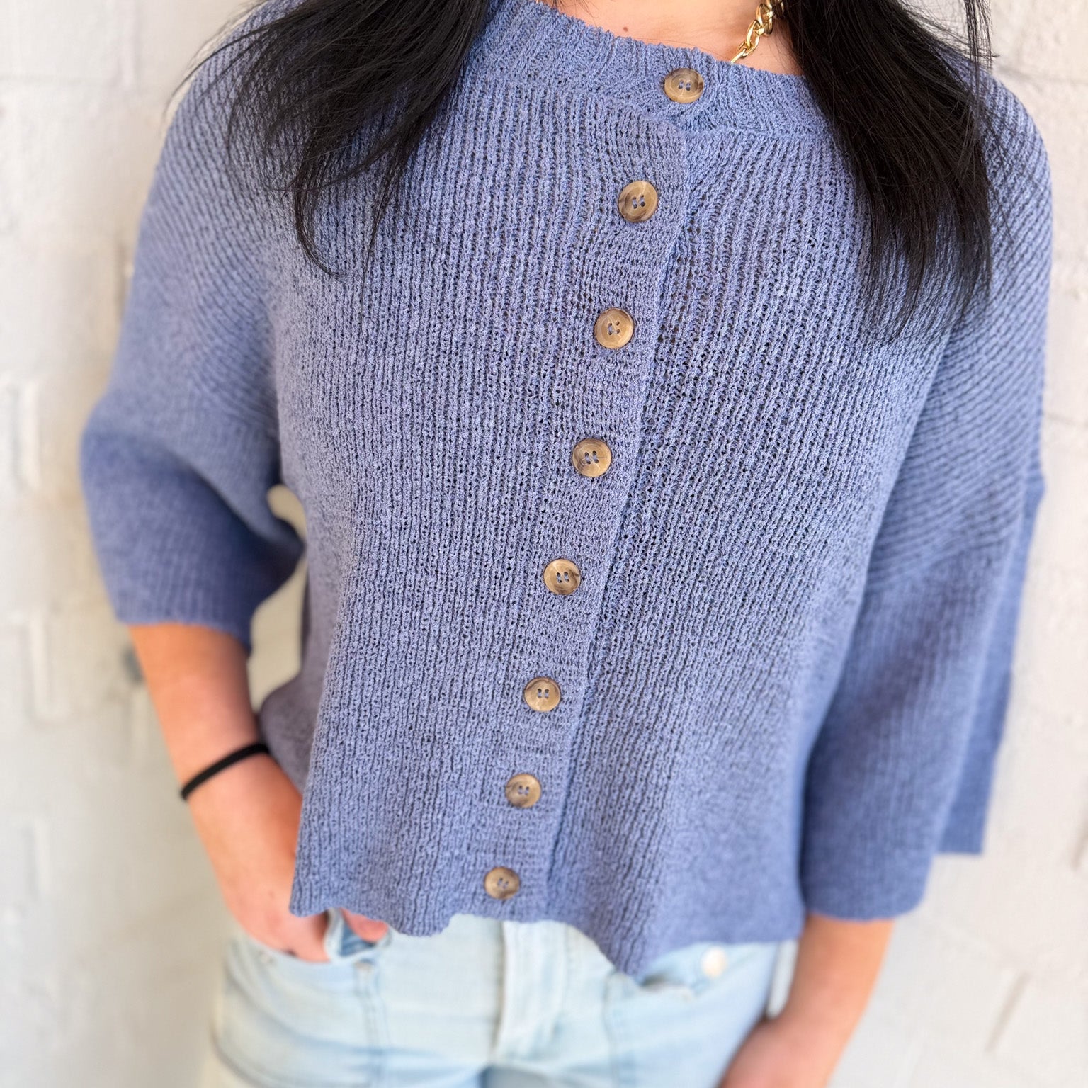 Short Sleeve Button-Down Sweater Cardigan