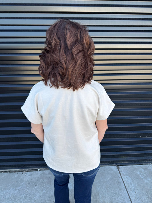 Macie Suede V-Neck Top