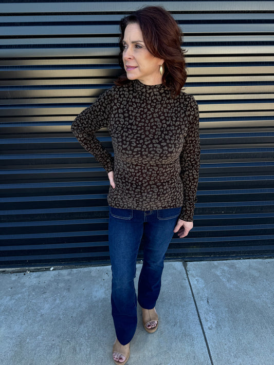 Choco Leopard Long Sleeve Top