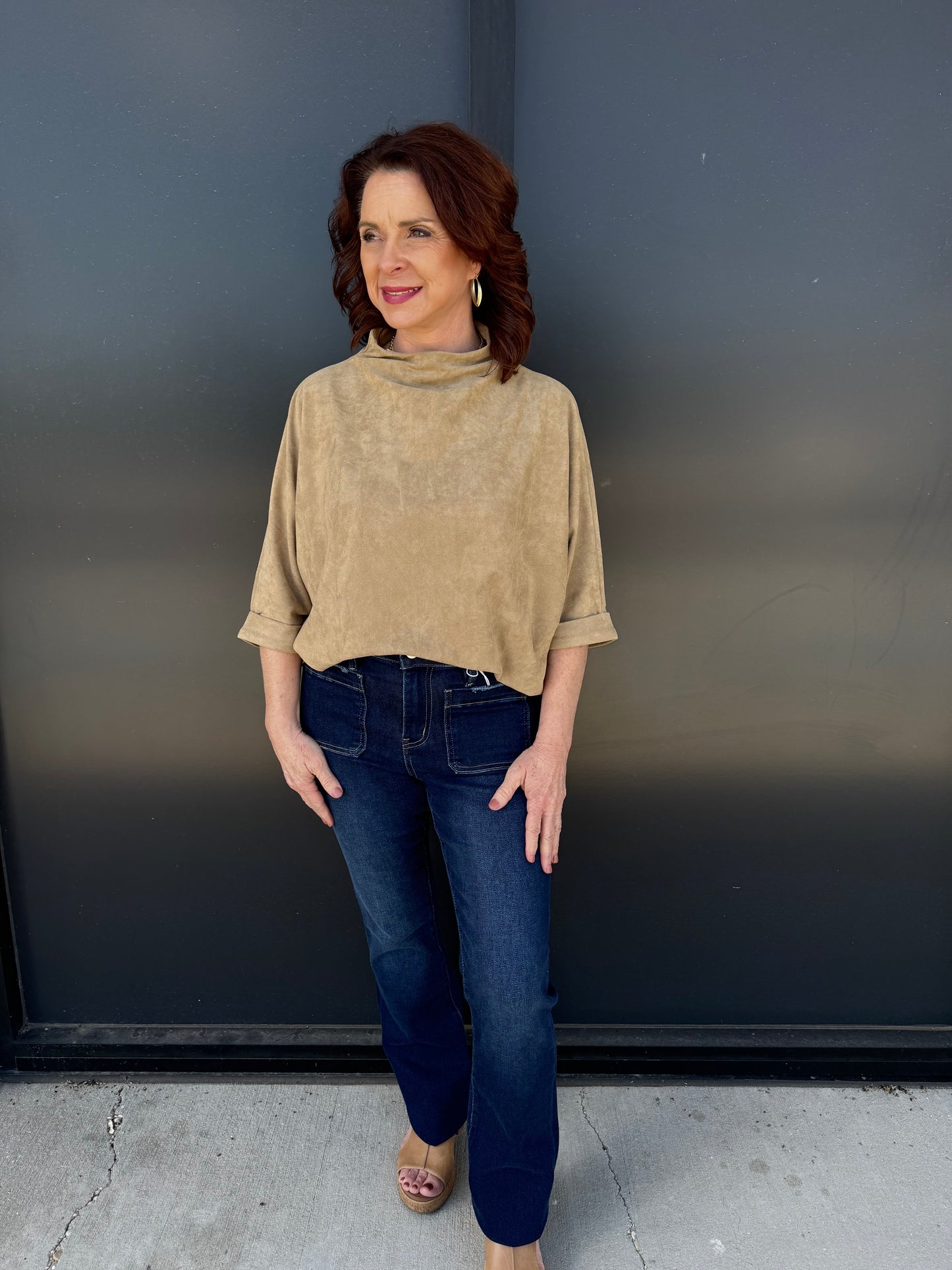 Luxe suede dolman top