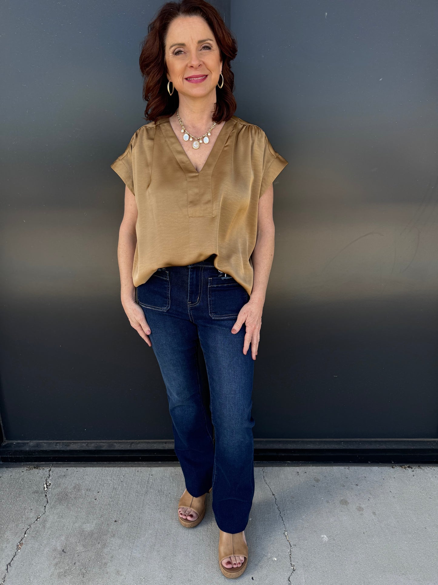 Marin Shirred V-Neck Top