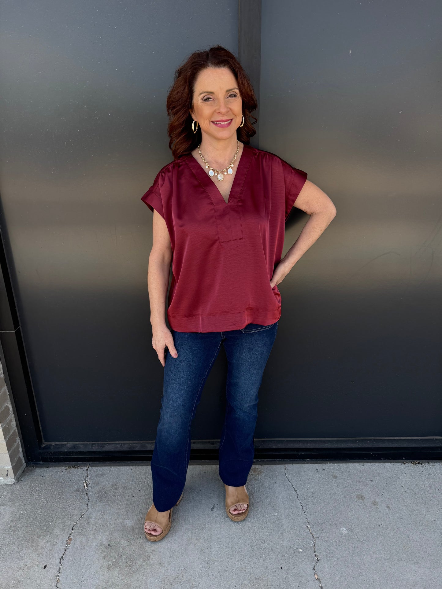 Marin Shirred V-Neck Top