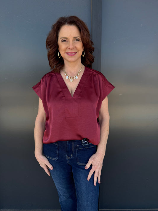 Marin Shirred V-Neck Top