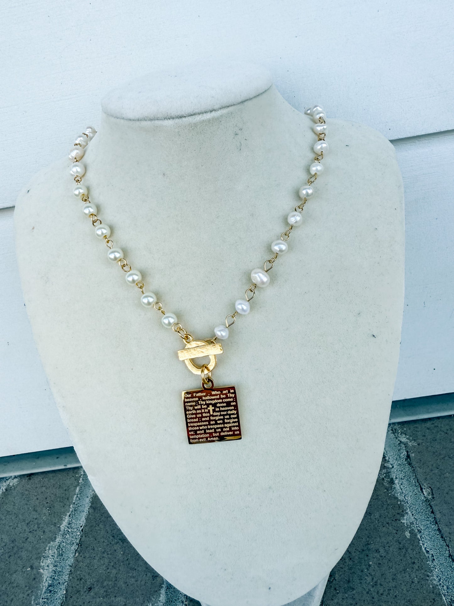WD Lord’s Prayer Necklace Pearl