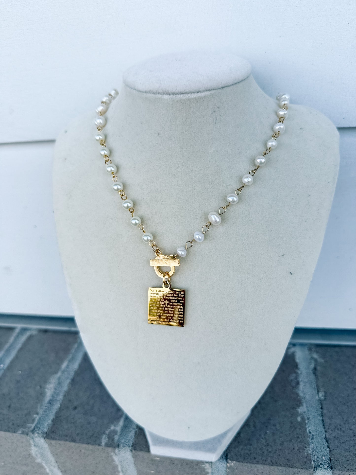 WD Lord’s Prayer Necklace Pearl