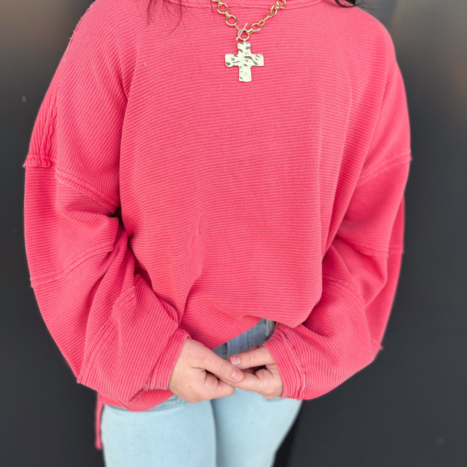 Crew Neck Hi-Lo Knit Top