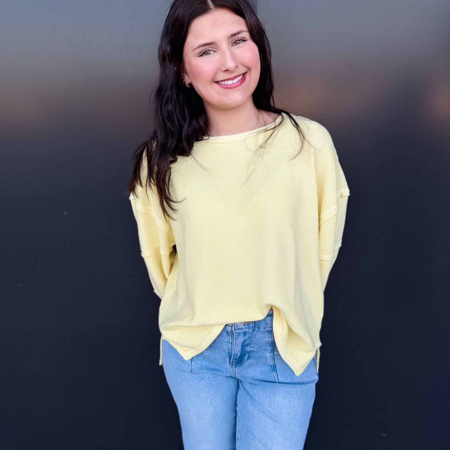 Crew Neck Hi-Lo Knit Top