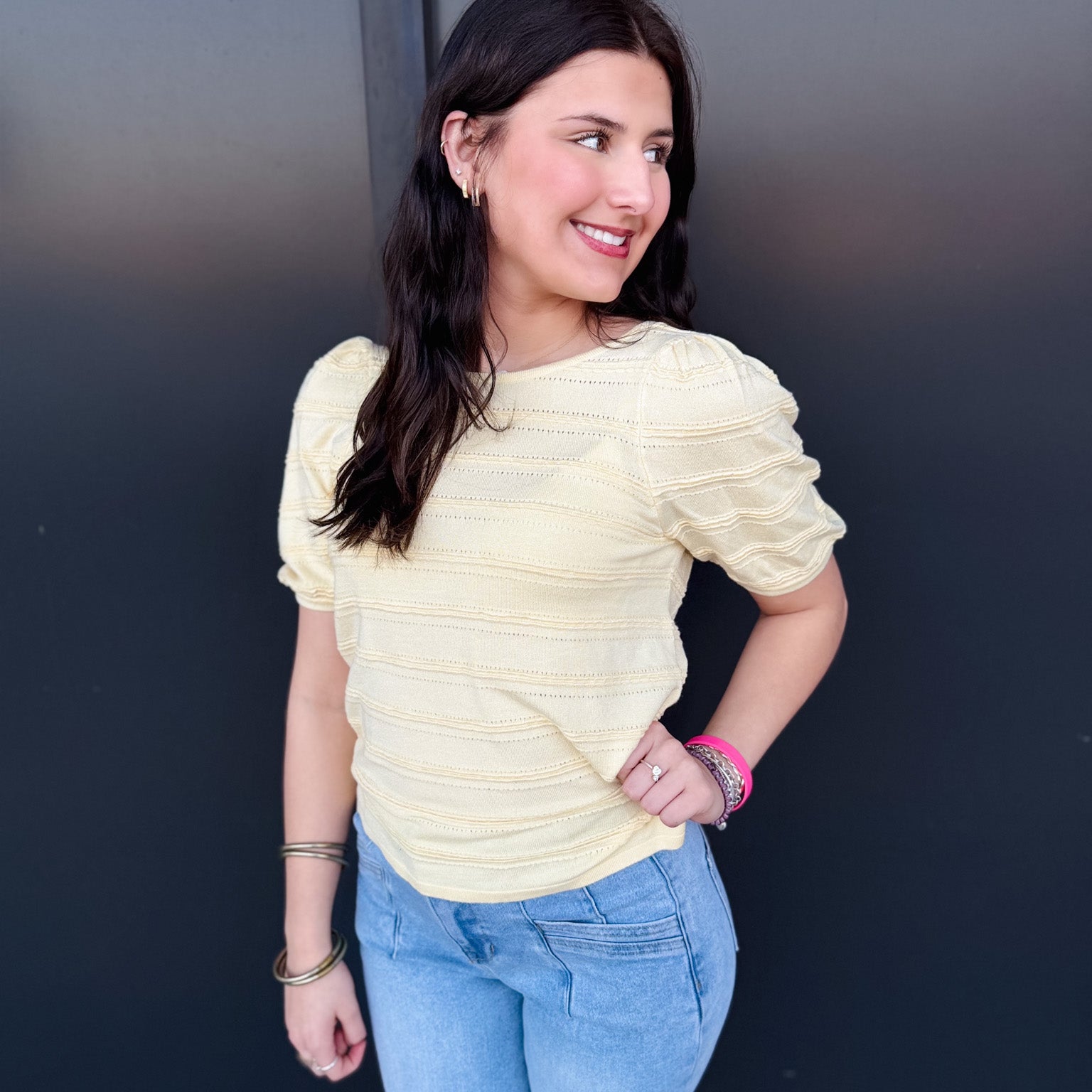 Textured Stripe Sweater Top