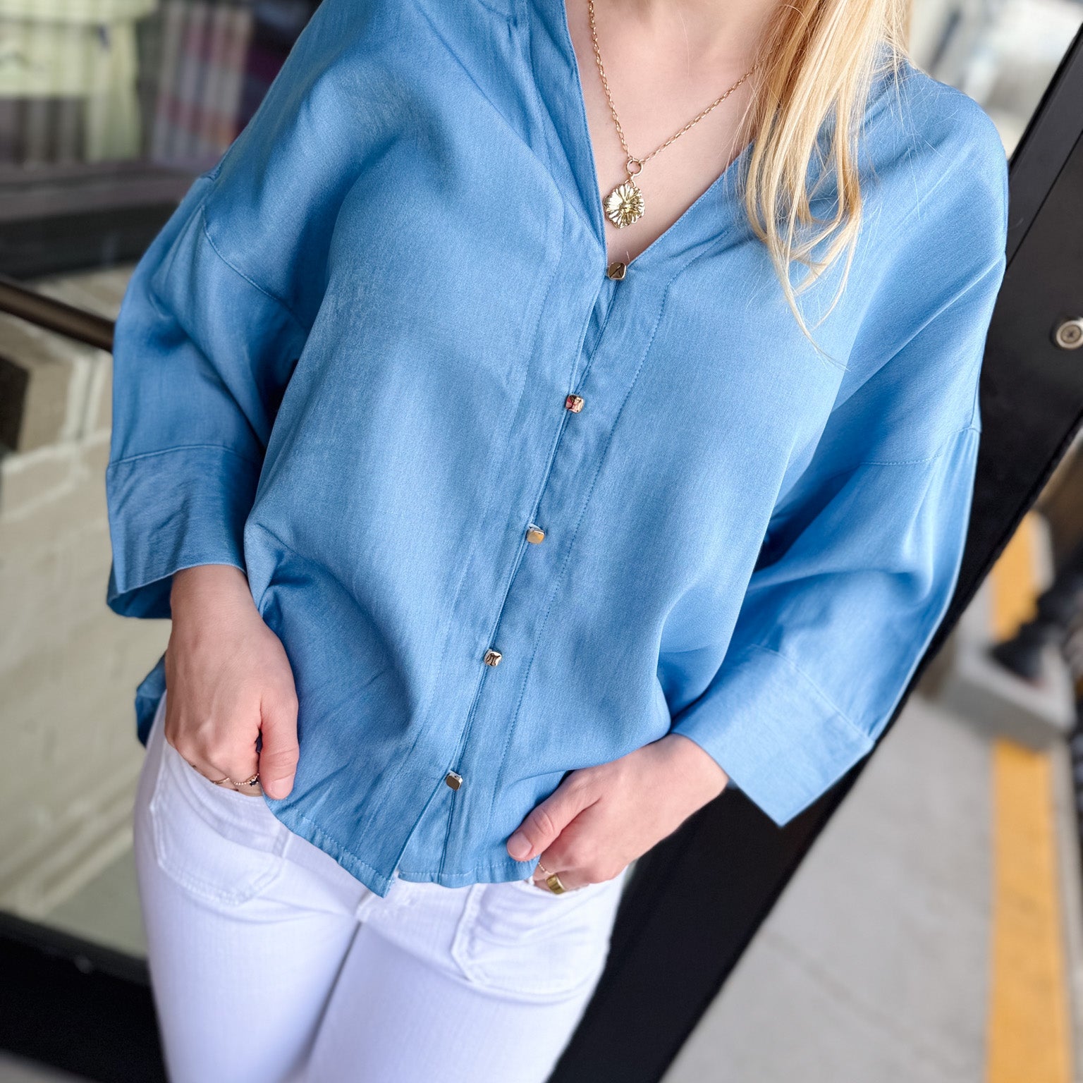 Freya Ruffle V-Neck Flowy Top