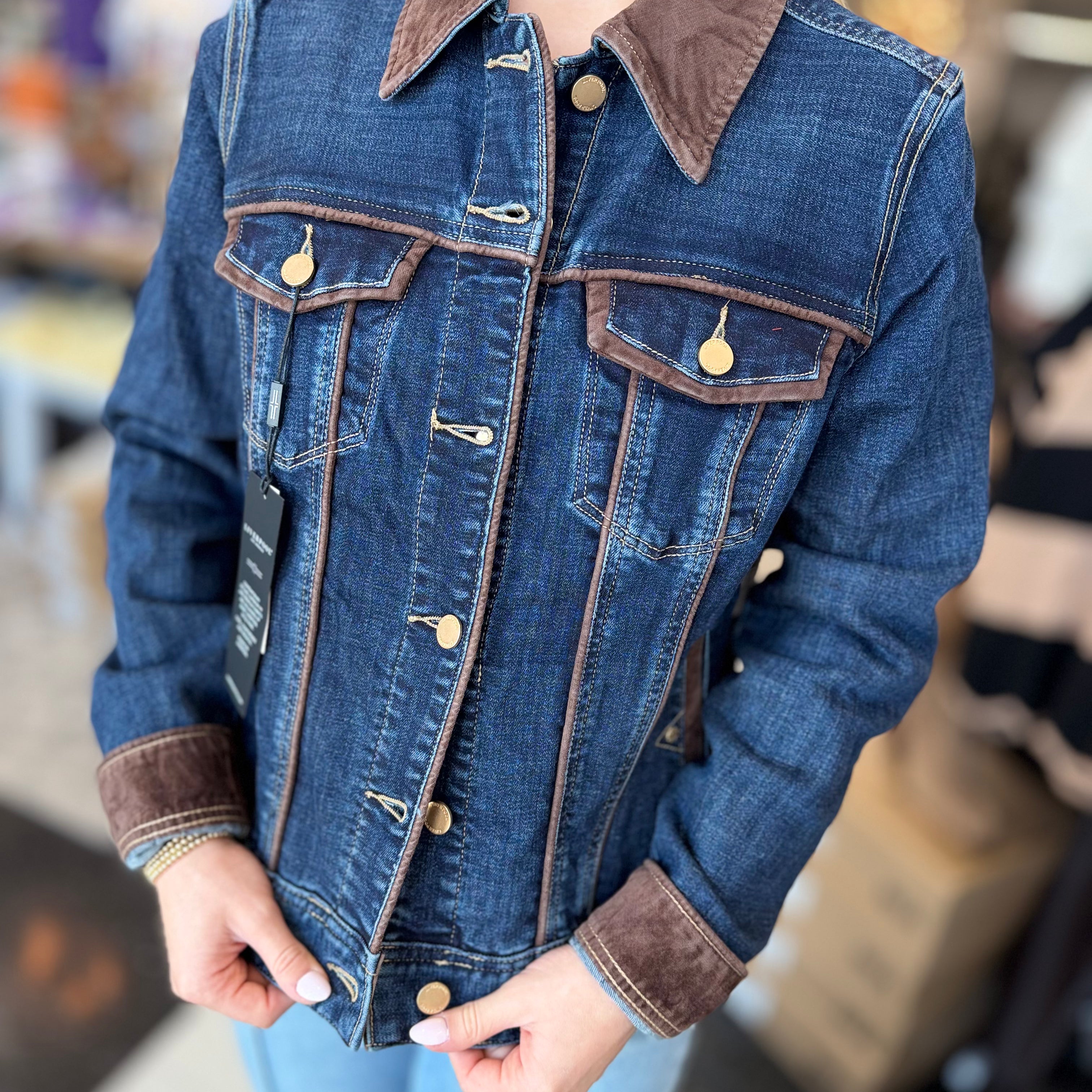 Velvet Trim Trucker Jacket