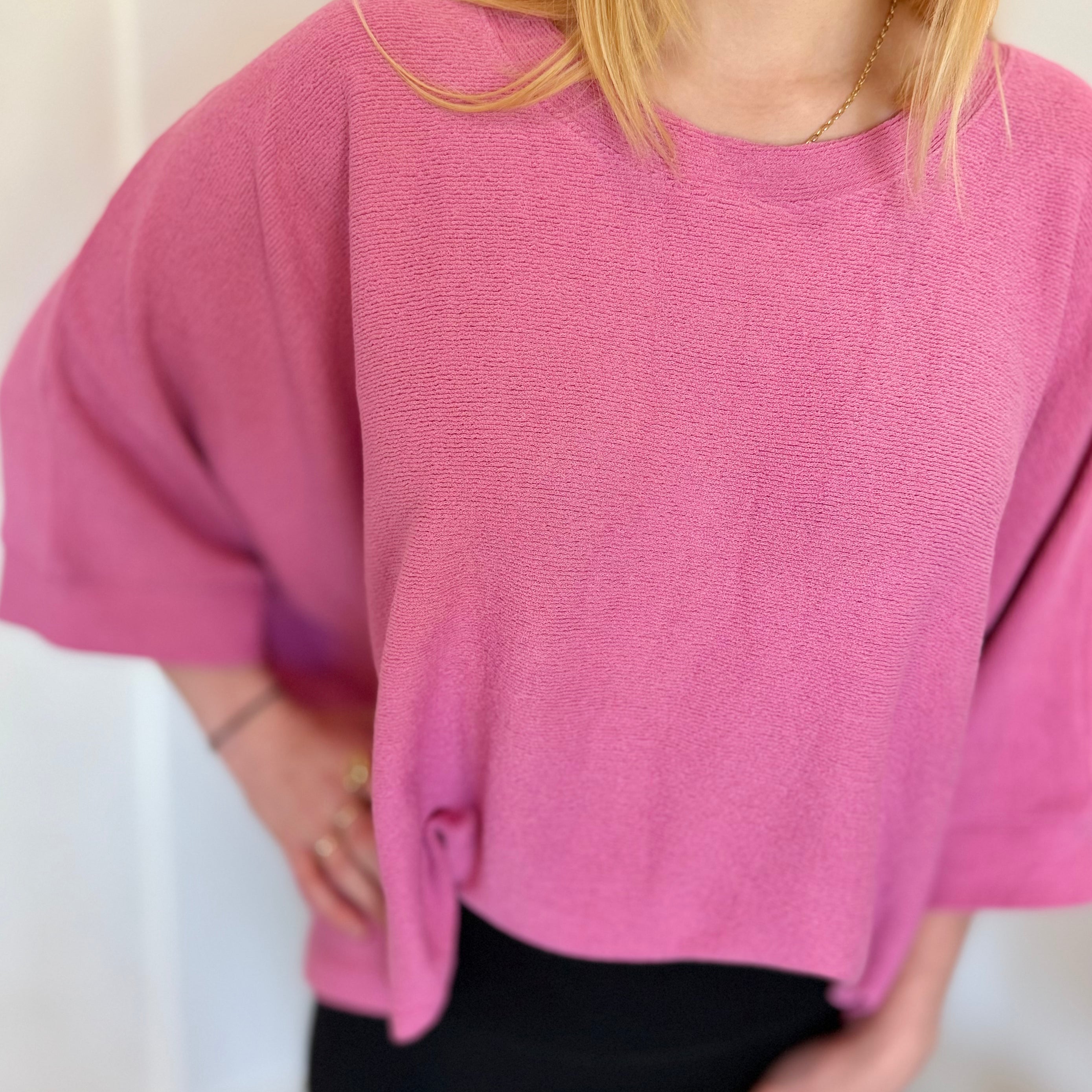 Draped Sleeve Oversized Crop Top