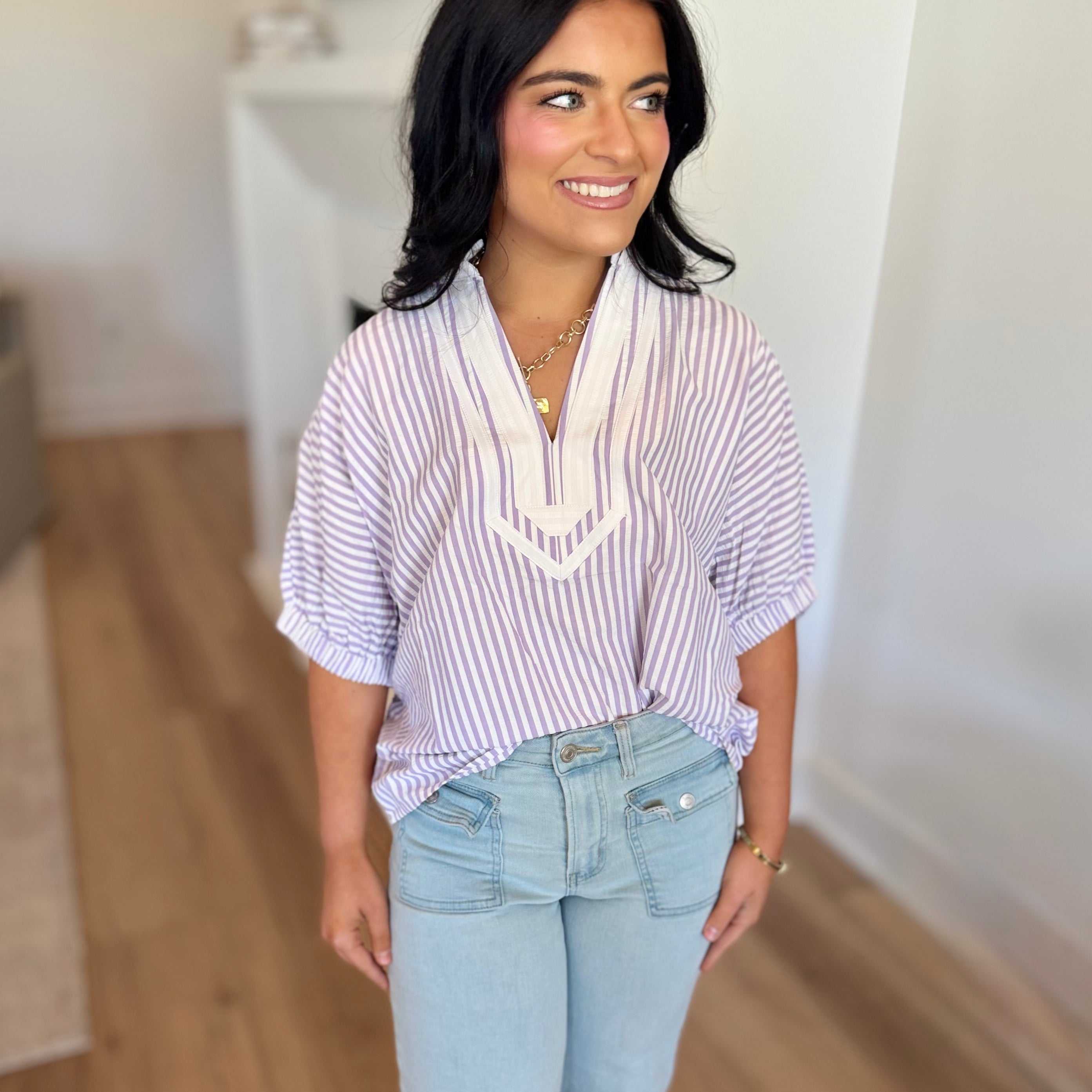 Striped Lavender Top