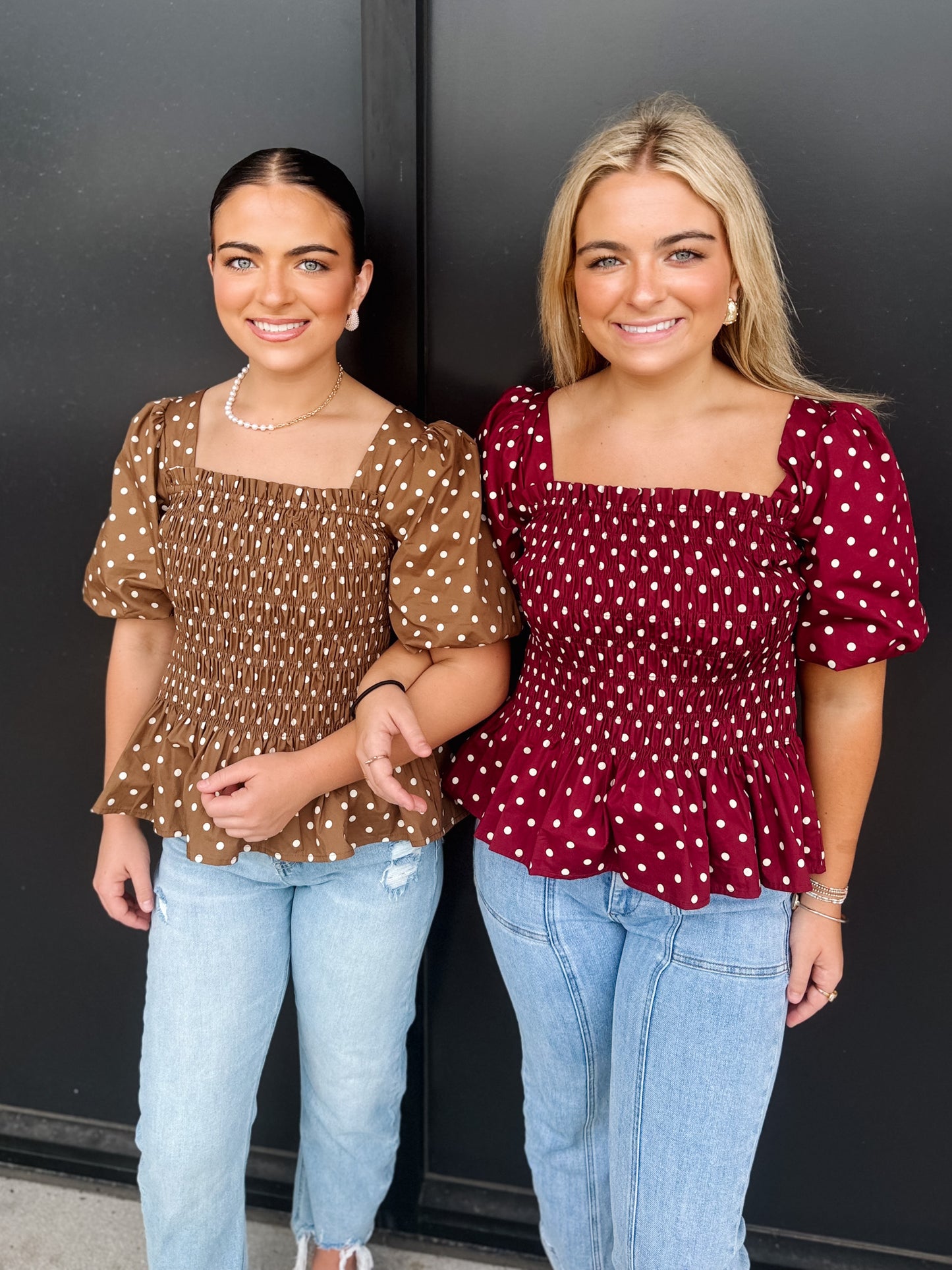 Shelby Polka Dot Smocked Top