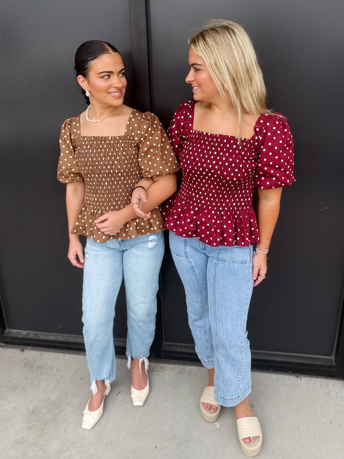 Shelby Polka Dot Smocked Top