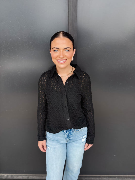 Floral Lace Button Down Top