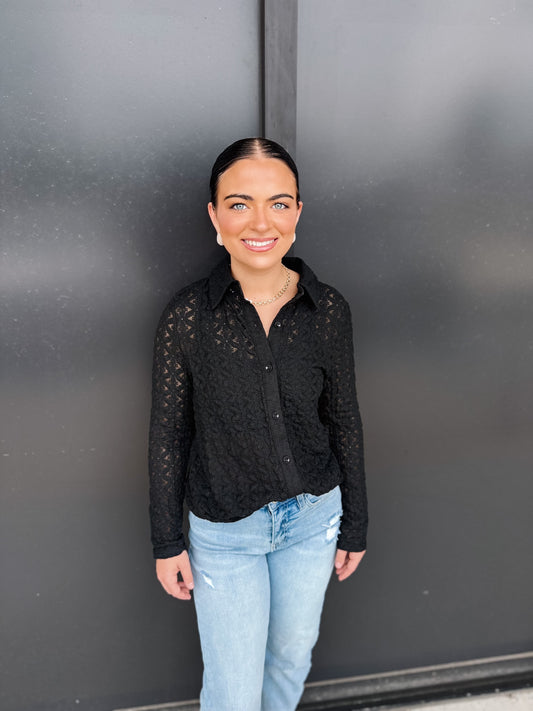 Floral Lace Button Down Top