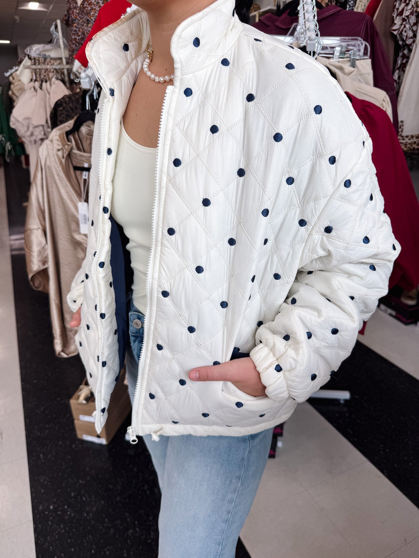 Navy Polka-Dot Jacket