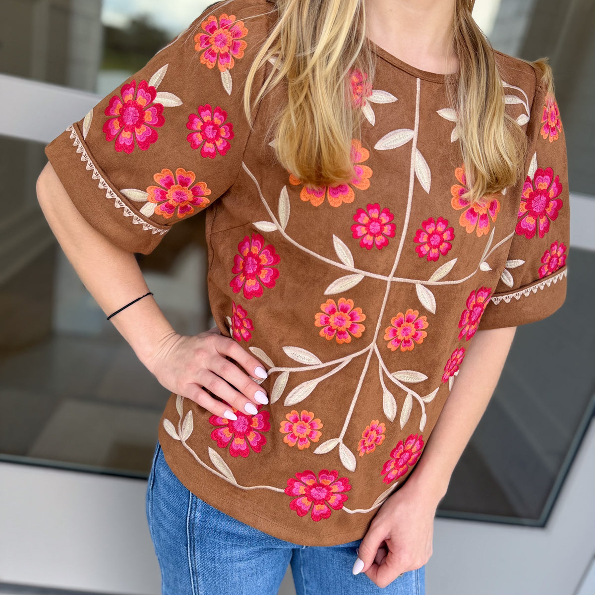 Embroidered Flower Top