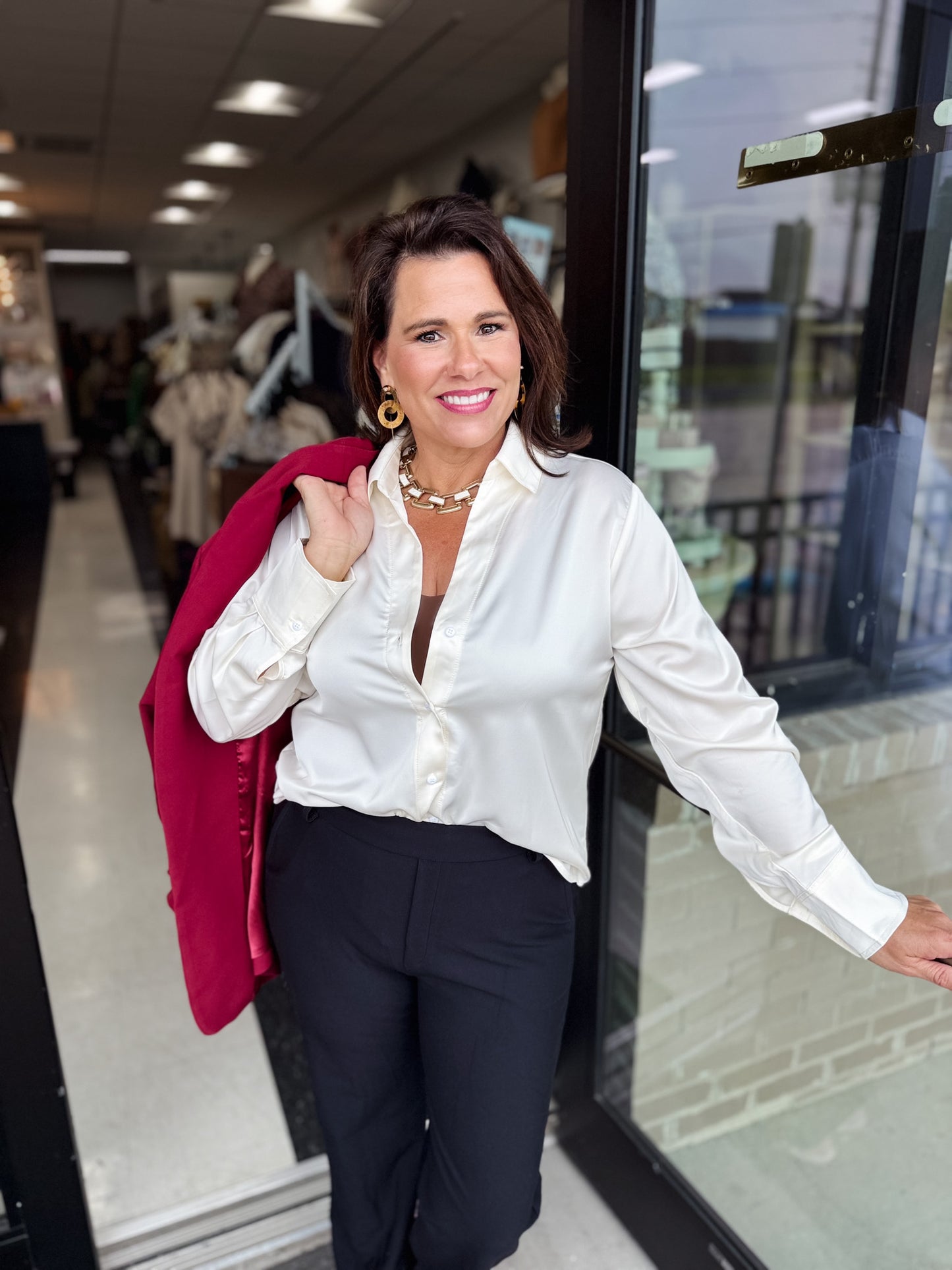 Whip Cream Button Up Top