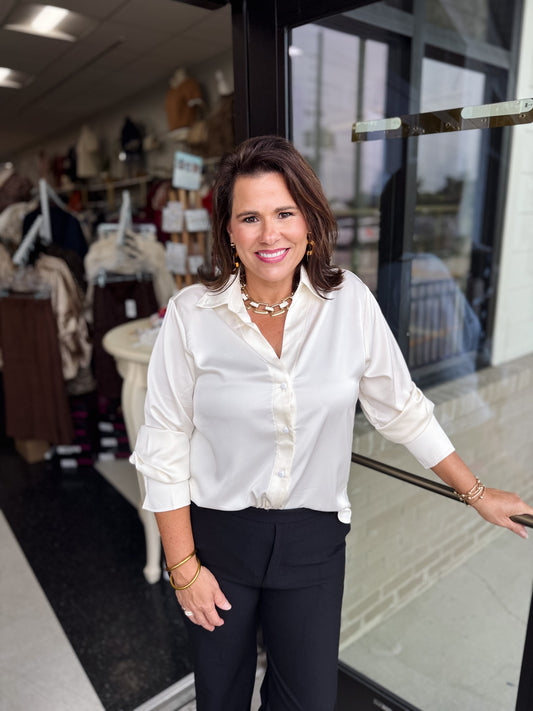 Whip Cream Button Up Top