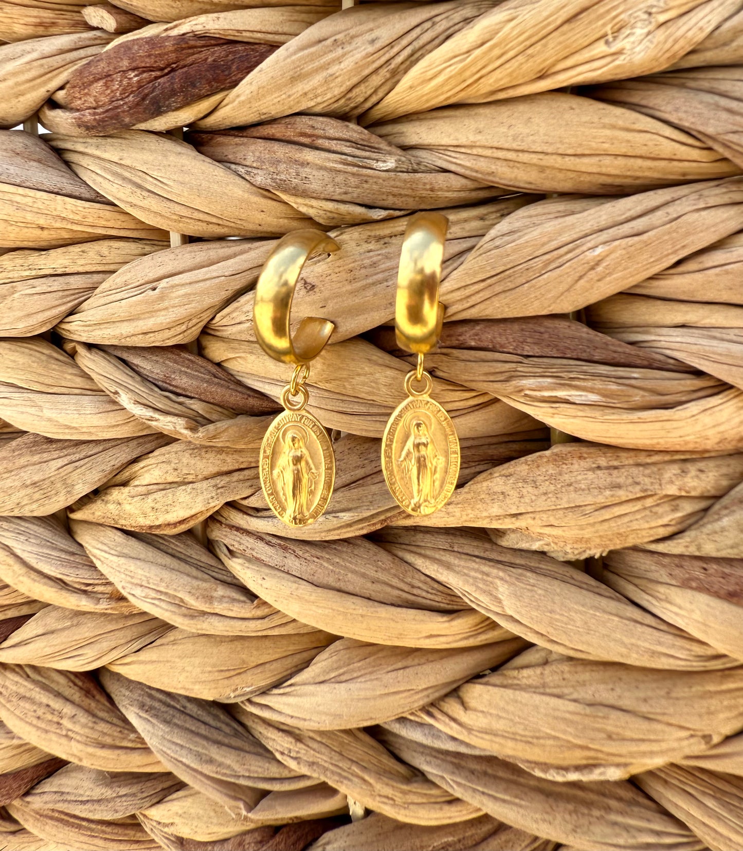 WD Virgin Mary Hoop Earrings