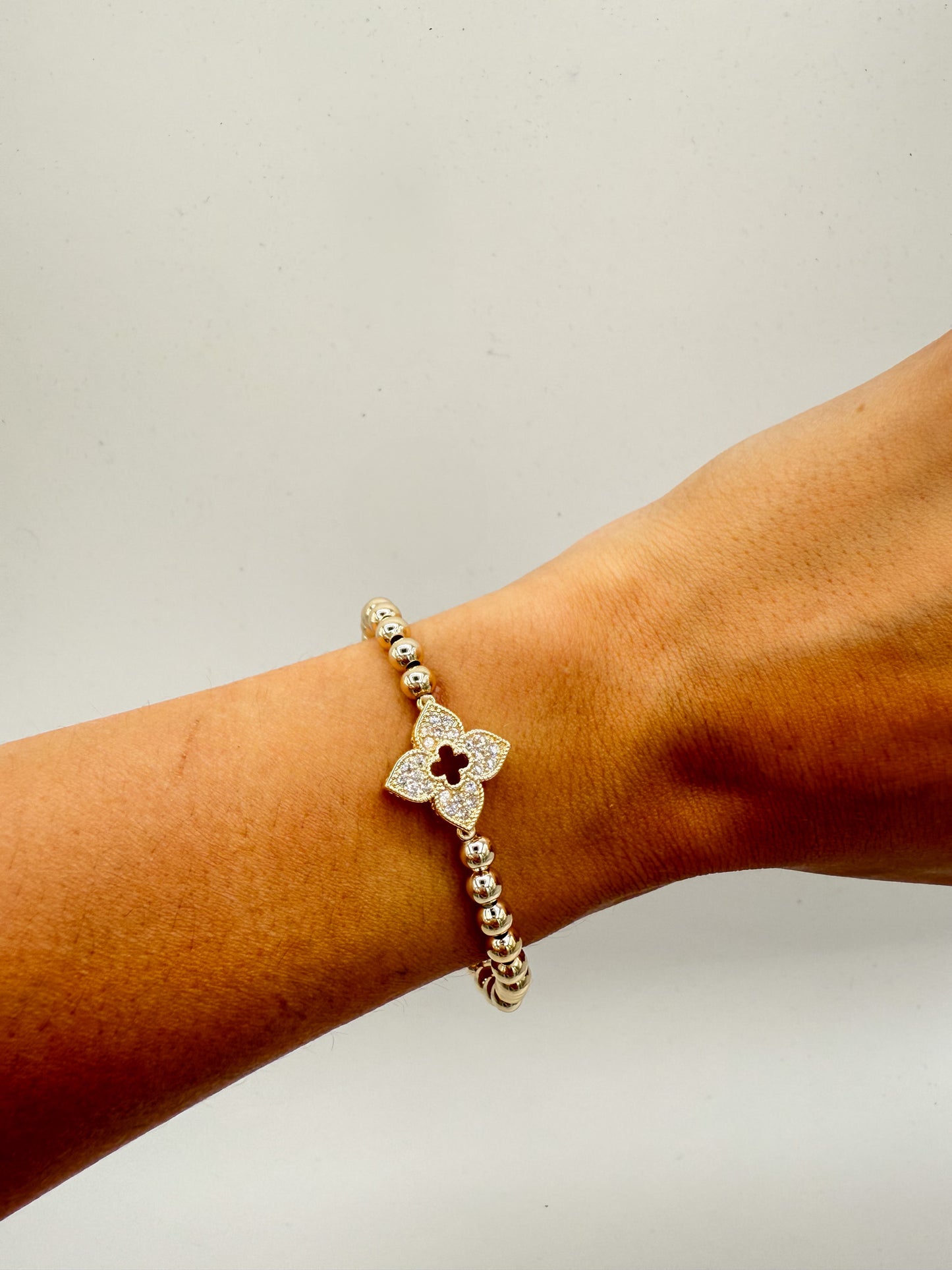 CZ clover stretch bracelet