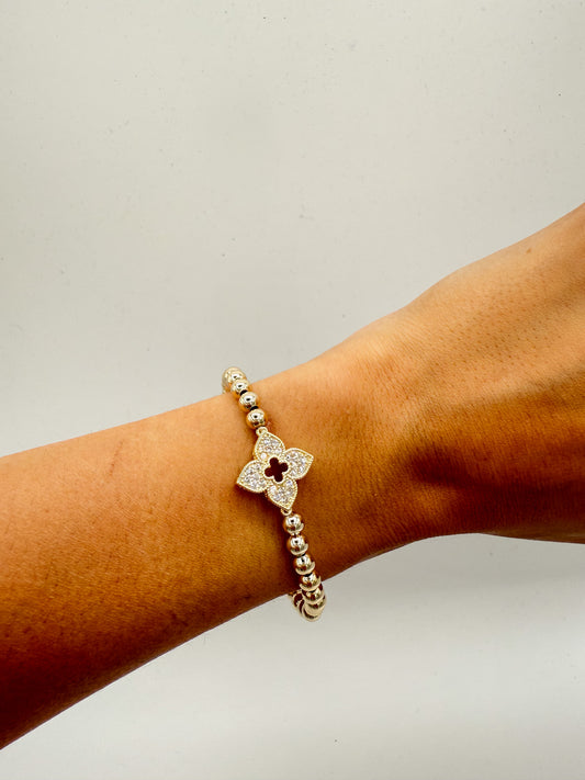 CZ clover stretch bracelet