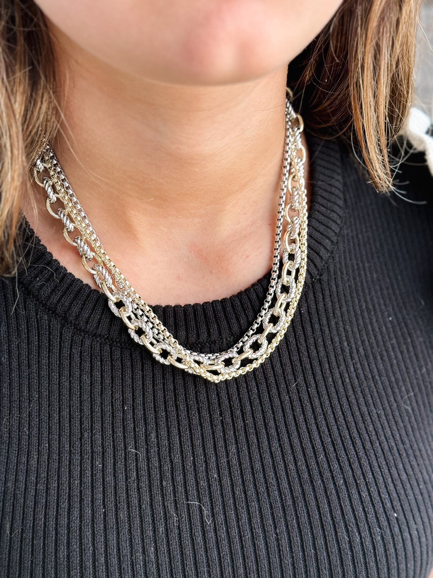 3 row cable necklace