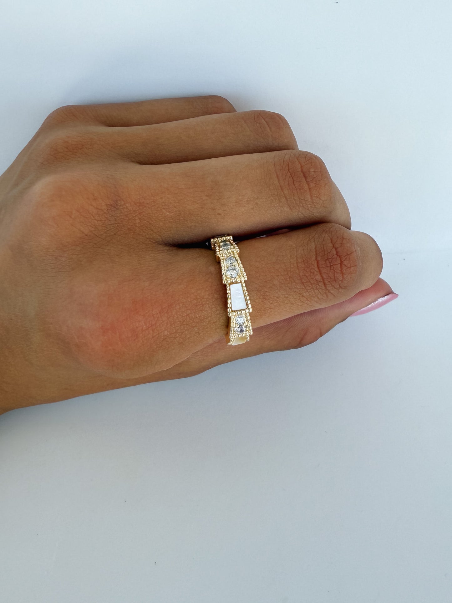 Gold plated MOP/CZ ring
