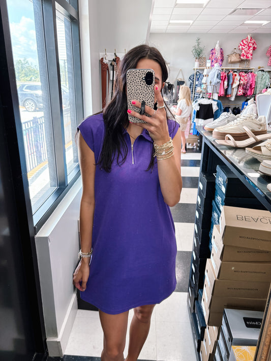 SS Geaux Purple Quarter Zip Dress