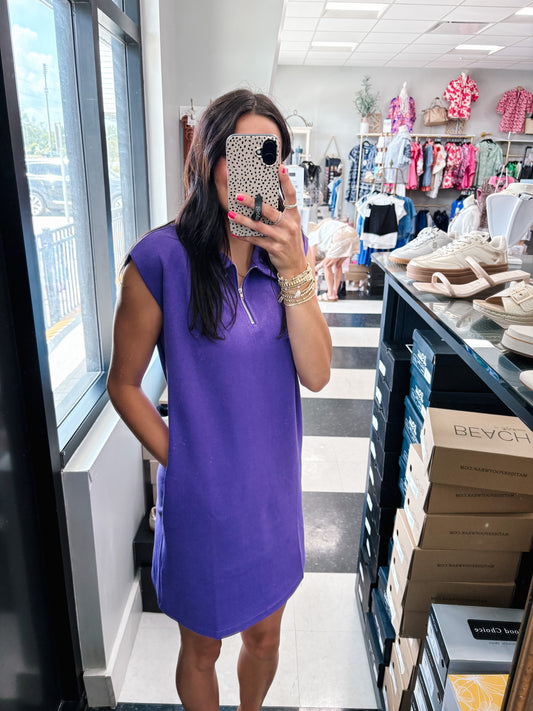 SS Geaux Purple Quarter Zip Dress