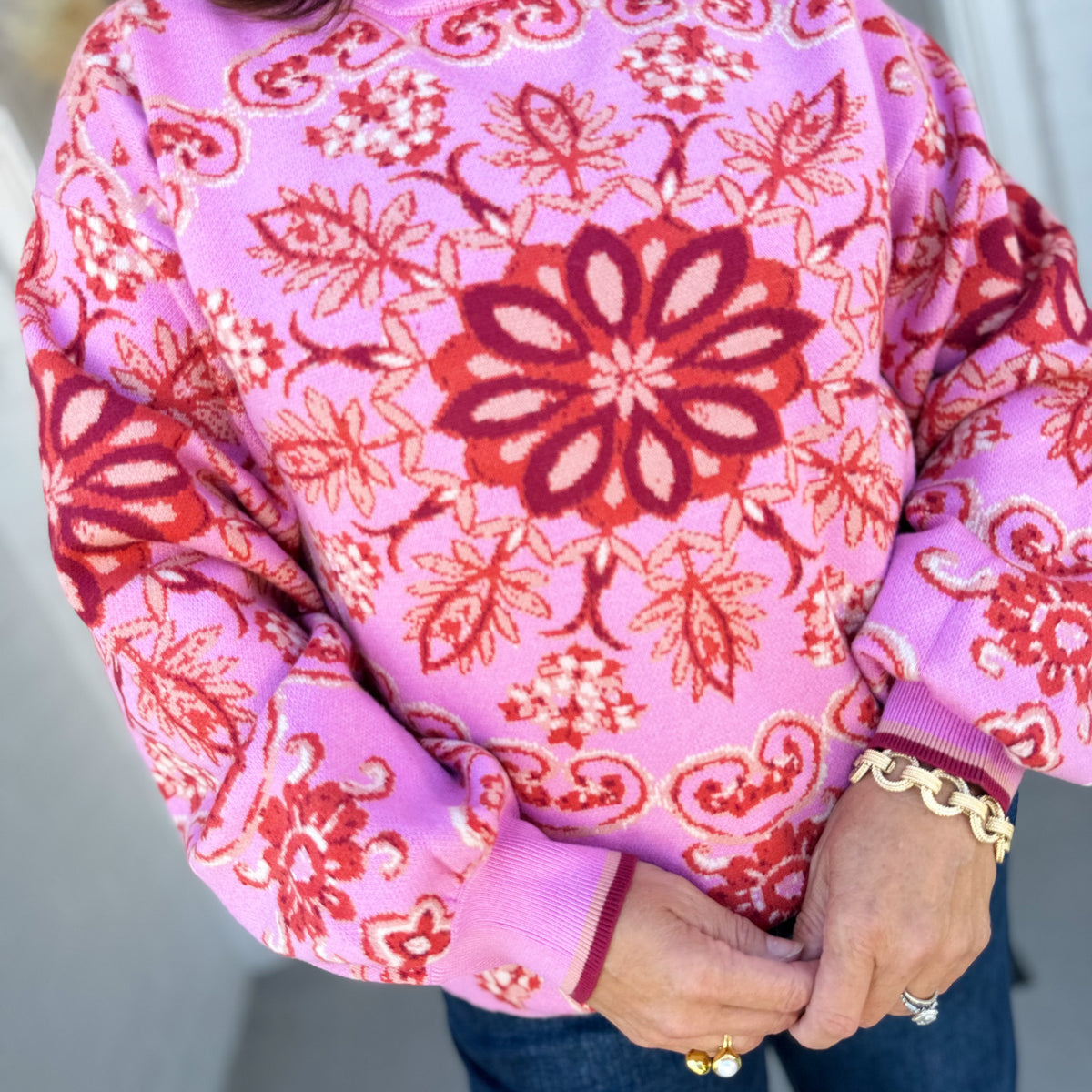 Petal Poetry Mock Neck Sweater