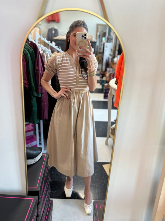 Khaki Harper Stripe Midi