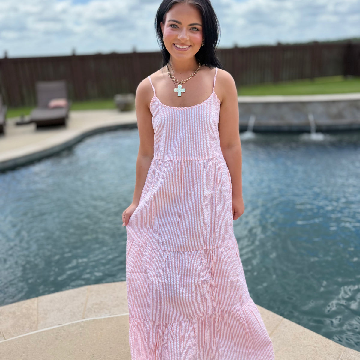 searsucker maxi dress Blakely Multi Seersucker Maxi Dress Adrienne