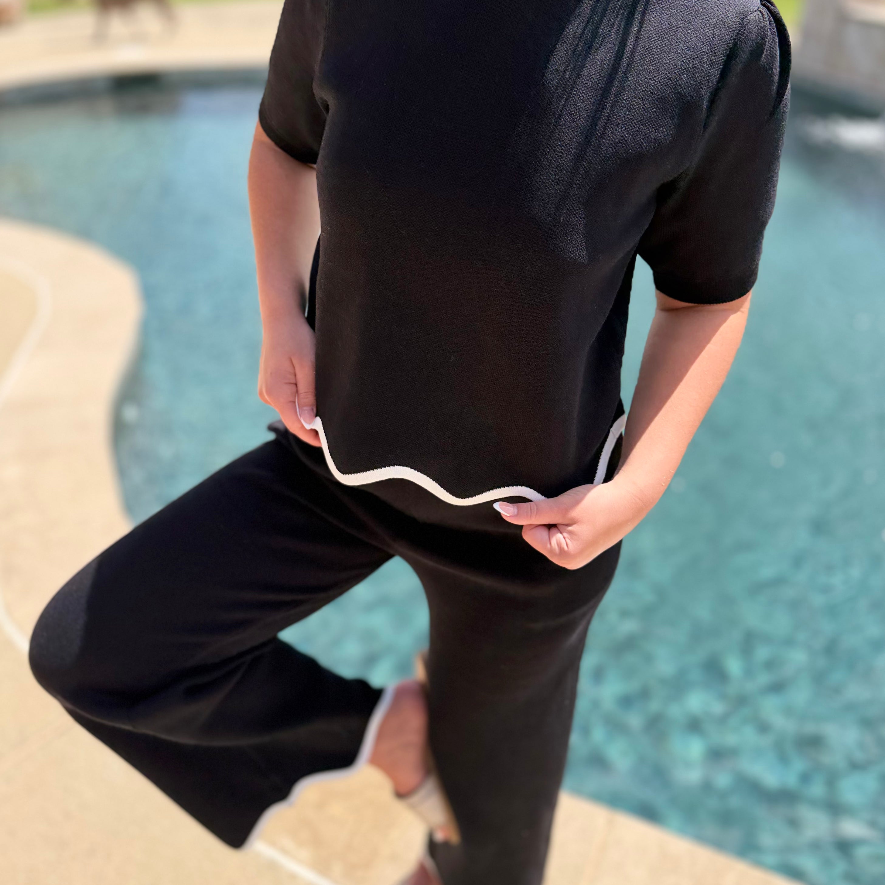 Scallop Knit Top & Pant Set